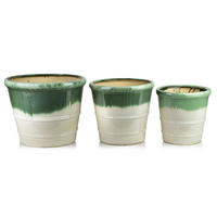 BLUMENTOPF Evro 3er Set grün 45/45/37 cm Keramik - Grün, Keramik (45/37/45cm) - Mondex