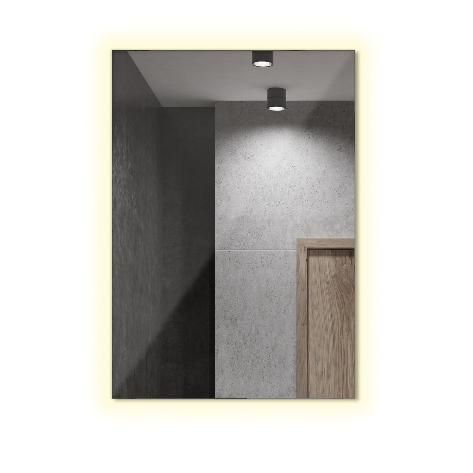 LED SPIEGEL 80 cm x 60 cm Rechteckig Warmweiß 3000 K - Blaugrau, Glas (80/60/2.4cm) - TULUP