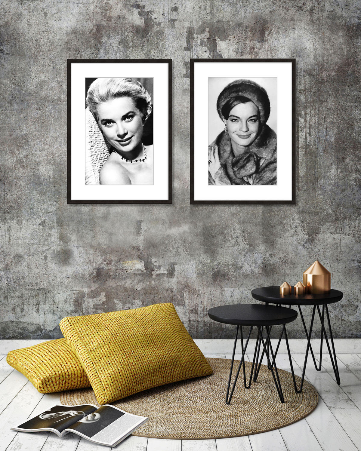 BILD mit Rahmen 51x71 cm Grace Kelly Schwarz-Weiß - Weiß, Holz (51/71cm) - artissimo
