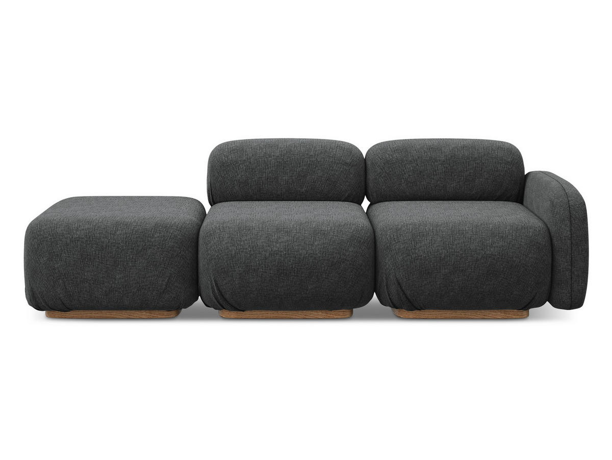 3-SITZER SOFA Links Chenille Stoff Grau - Dunkelgrau/Braun, Holz/Textil (258/73/95cm) - Makamii