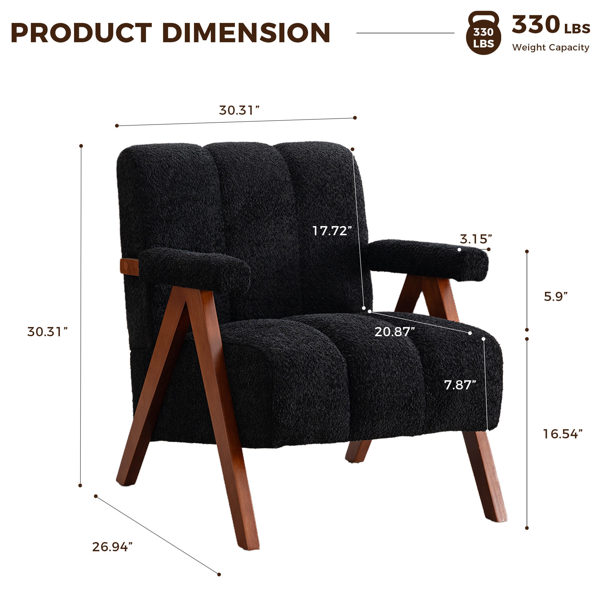 SESSEL aus Bouclé in Gelb mit Eichenholzgestell, modern und kompakt,77/68.5/77 cm - Schwarz, Holz (77/77/68.5cm) - BEAOK
