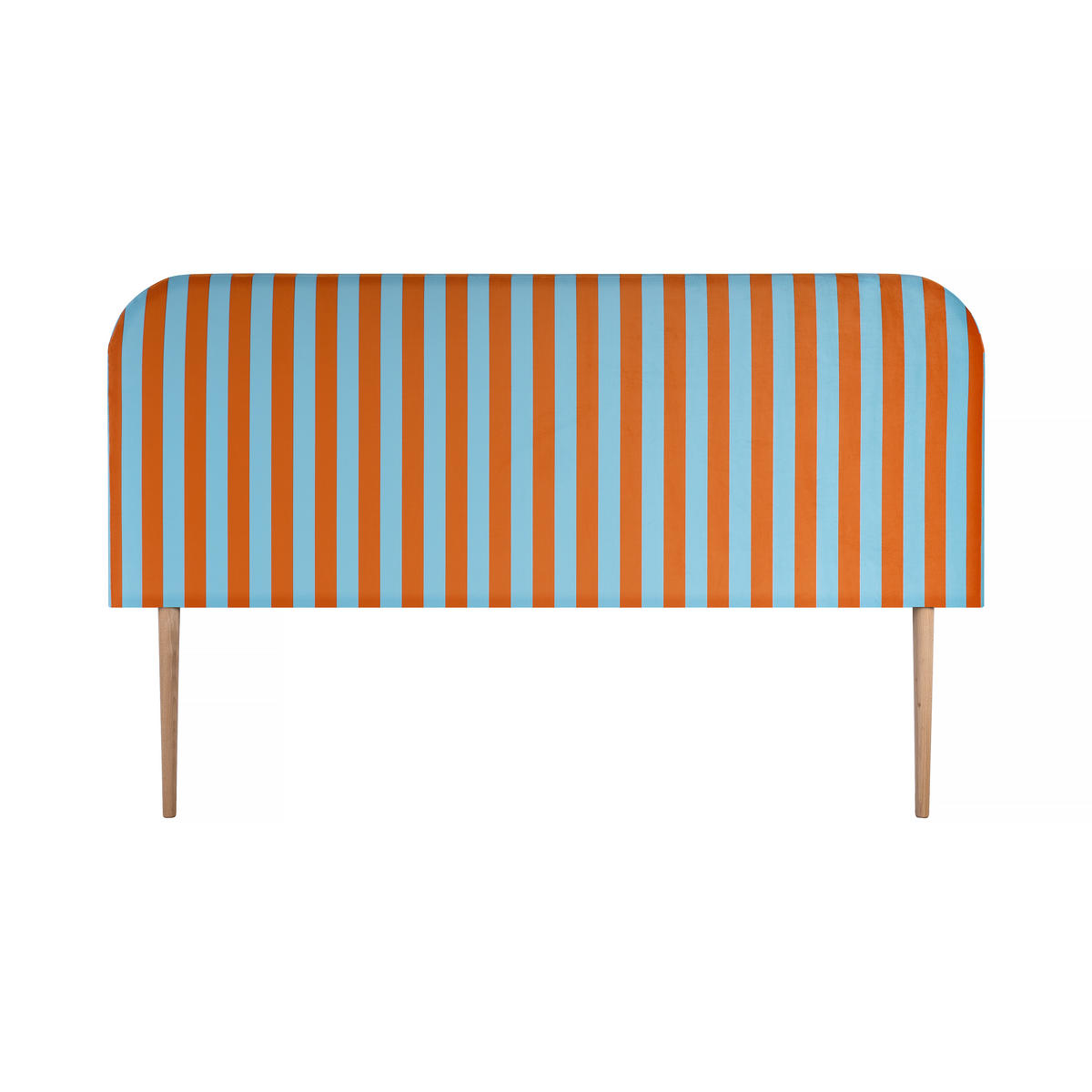 KOPFTEIL Samt, blau/orange 160x97cm EDDIE - Orange, Textil (160/97/8cm) - RNT By Really Nice Things