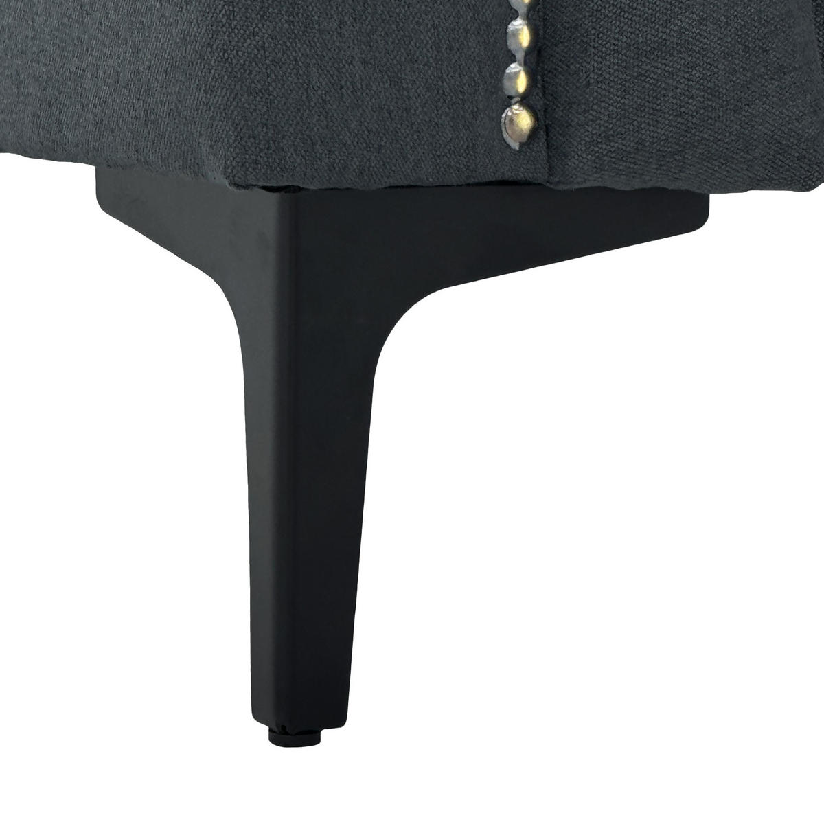 2-SITZER Sofa Feinleinen Polyester mit Taschenfederkern und Metallfüßen 172/73.5/81.5 cm Dunkelgrau - Dunkelgrau, Textil (73.5/81.5/172cm) - Redom