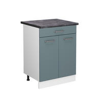 KÜCHENUNTERSCHRANK R-Line Blau-Grau 60 cm mit Schublade, AP Anthrazit - Blaugrau/Weiß, Holzwerkstoff (60/81.6/60cm) - Vicco