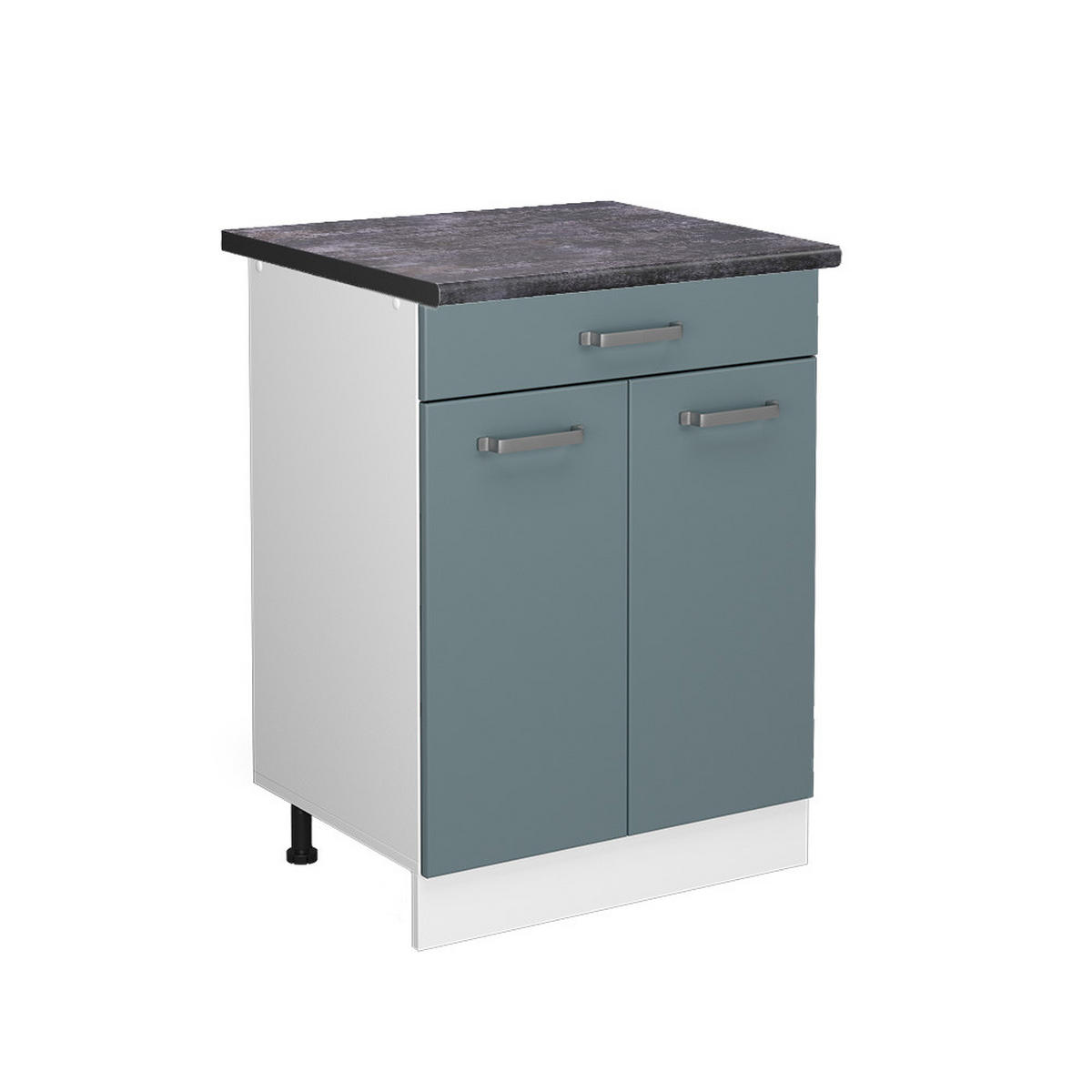 KÜCHENUNTERSCHRANK R-Line Blau-Grau 60 cm mit Schublade, AP Anthrazit - Blaugrau/Weiß, Holzwerkstoff (60/81.6/60cm) - Vicco