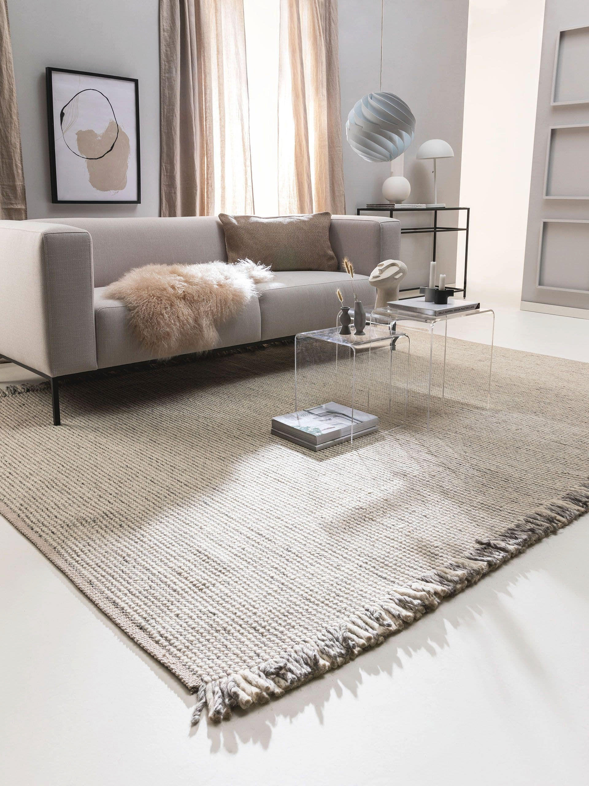 WOLLTEPPICH Mary Ivory Hellgrau 200x300 cm - Creme, Textil (200/300cm) - benuta Pure