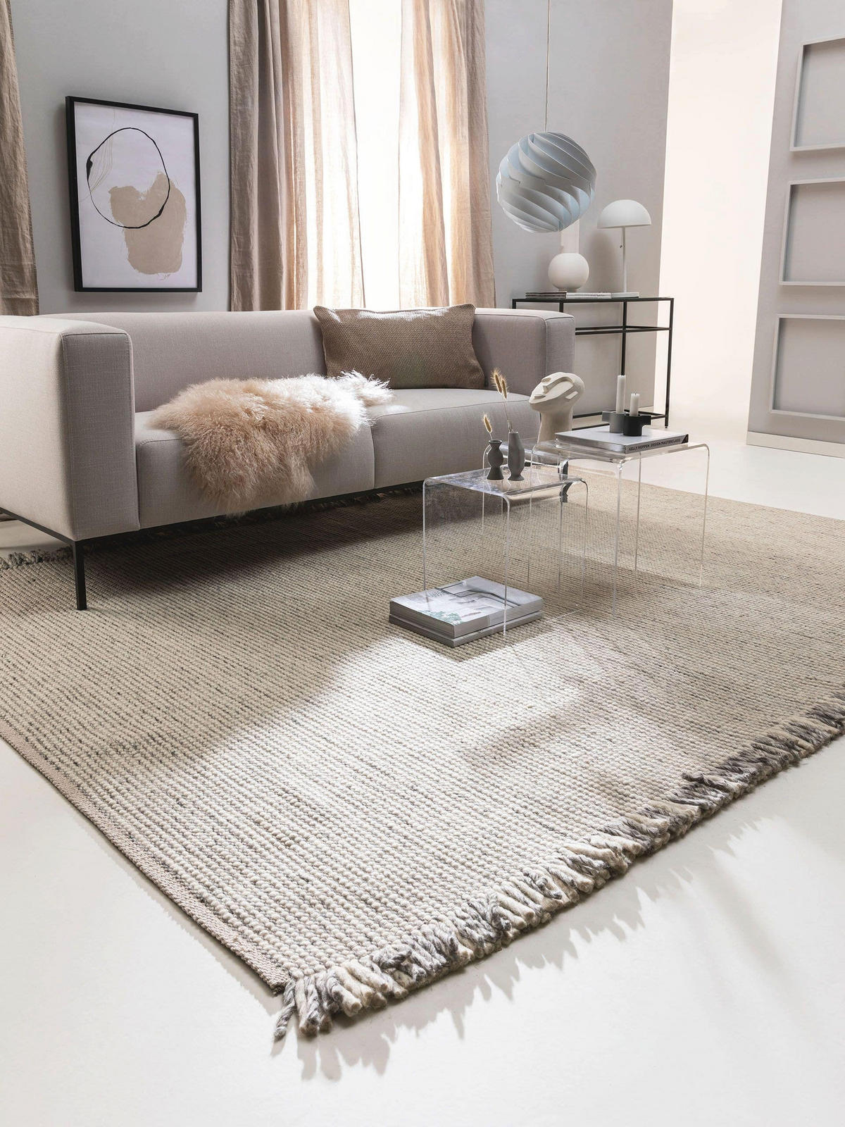 WOLLTEPPICH Mary Ivory Hellgrau 160x230 cm - Creme, Textil (160/230cm) - benuta Pure