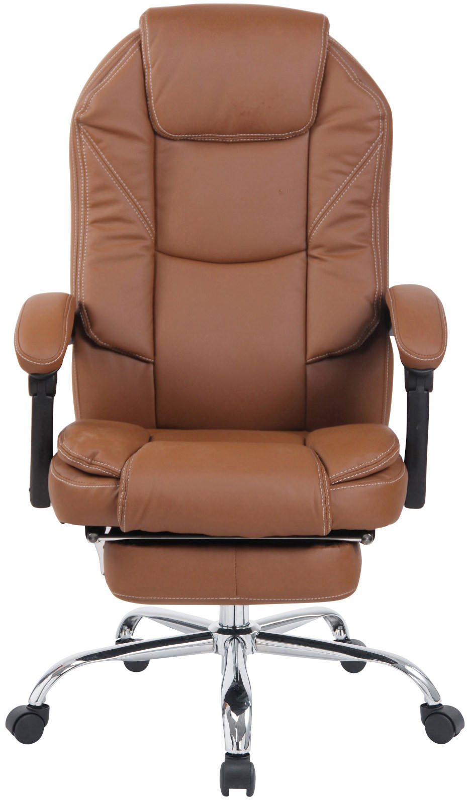 CHEFSESSEL Lederlook Hellbraun - Chromfarben/Hellbraun, Textil/Metall (67/114/64cm) - CLP