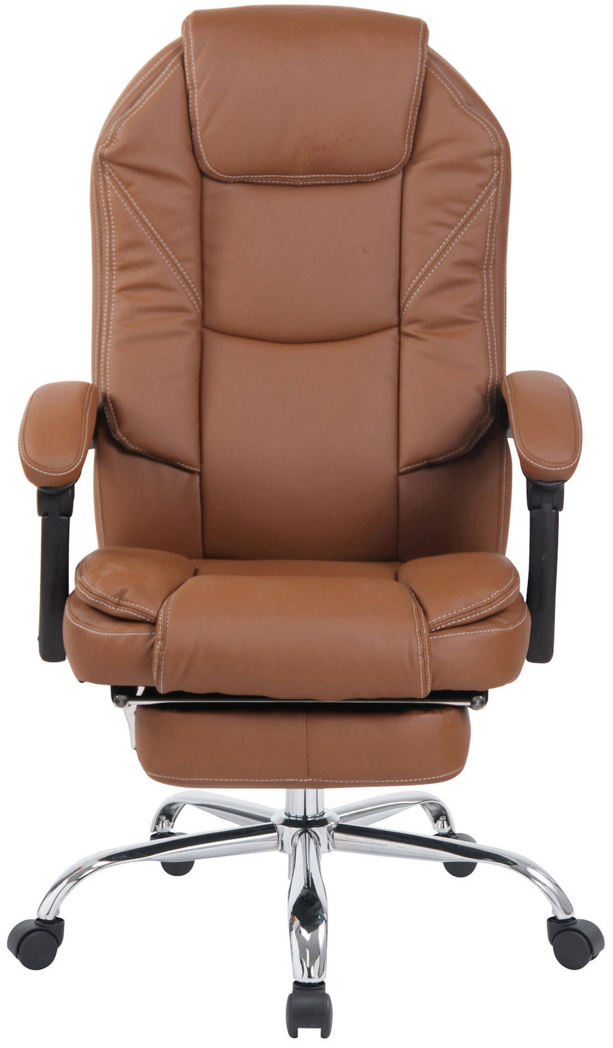 CHEFSESSEL Lederlook Hellbraun - Chromfarben/Hellbraun, Textil/Metall (67/114/64cm) - CLP