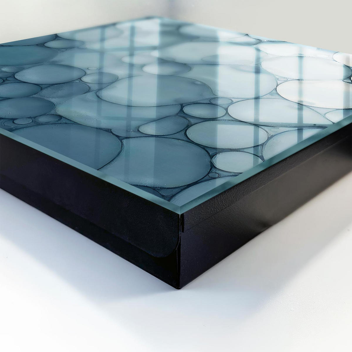 SCHLÜSSELBOX Schwarz 30x30 cm- Türöffnung nach rechts - Blaue Blasen - Blau, Metall (30/30/5cm) - TULUP