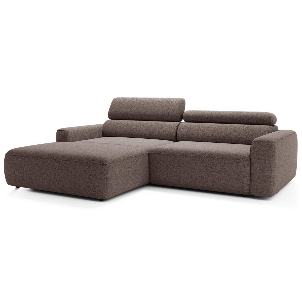 ECKSOFA Fando mit Schlaffunktion, L-Form, 4-Sitzer 252 cm, links Flechtstoff Hellbraun - Hellbraun/Schwarz, Holz/Kunststoff (252/182cm) - Selsey