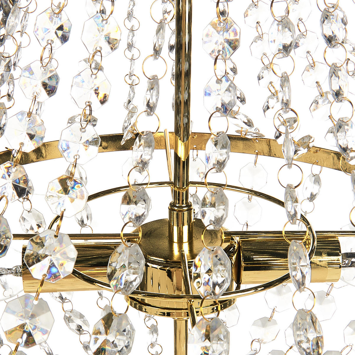 KRONLEUCHTER Metall Gold Diamante - Goldfarben, Metall (40/40/110cm) - Beliani