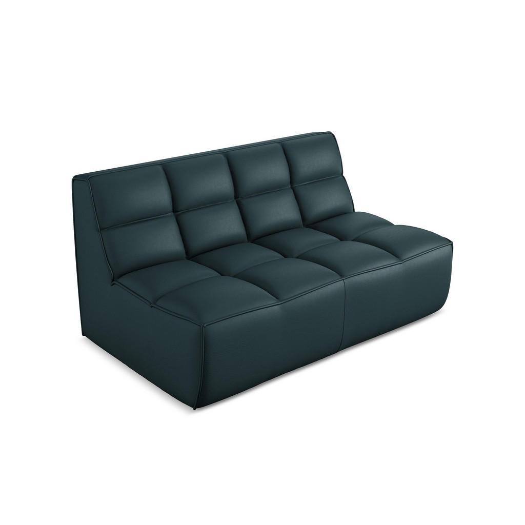 Thumbnail - Makamii 2-Sitzer-Sofa, Petrol, Leder, Füllung: Schaumstoff, 160x75x93 cm, Made in EU, Wohnzimmer, Sofas & Couches, Sofas...
