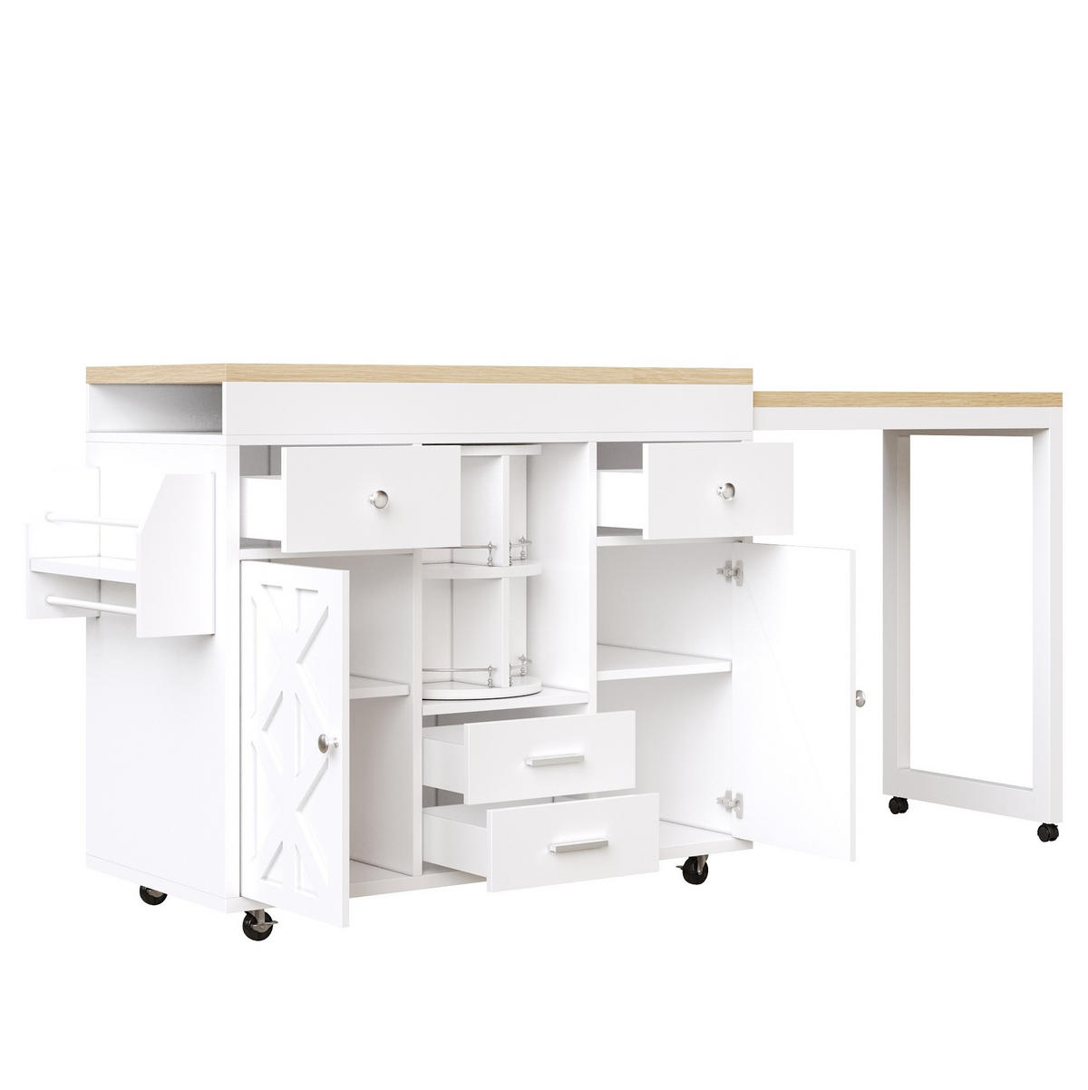 BARTISCH ausziehbar 110-180 cm Weiß MDF - Weiß, Holz (40/91/180cm) - Beauniv