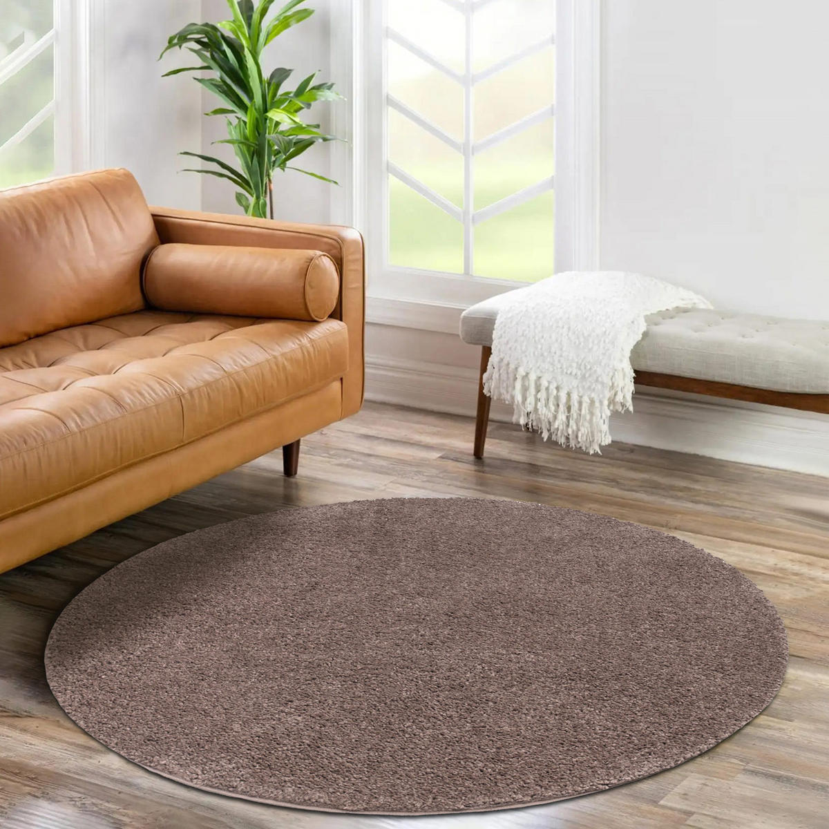 HOCHFLOR-TEPPICH City Shaggy 500 Braun 160 cm Rund - Braun, Textil (160/160cm) - carpet city