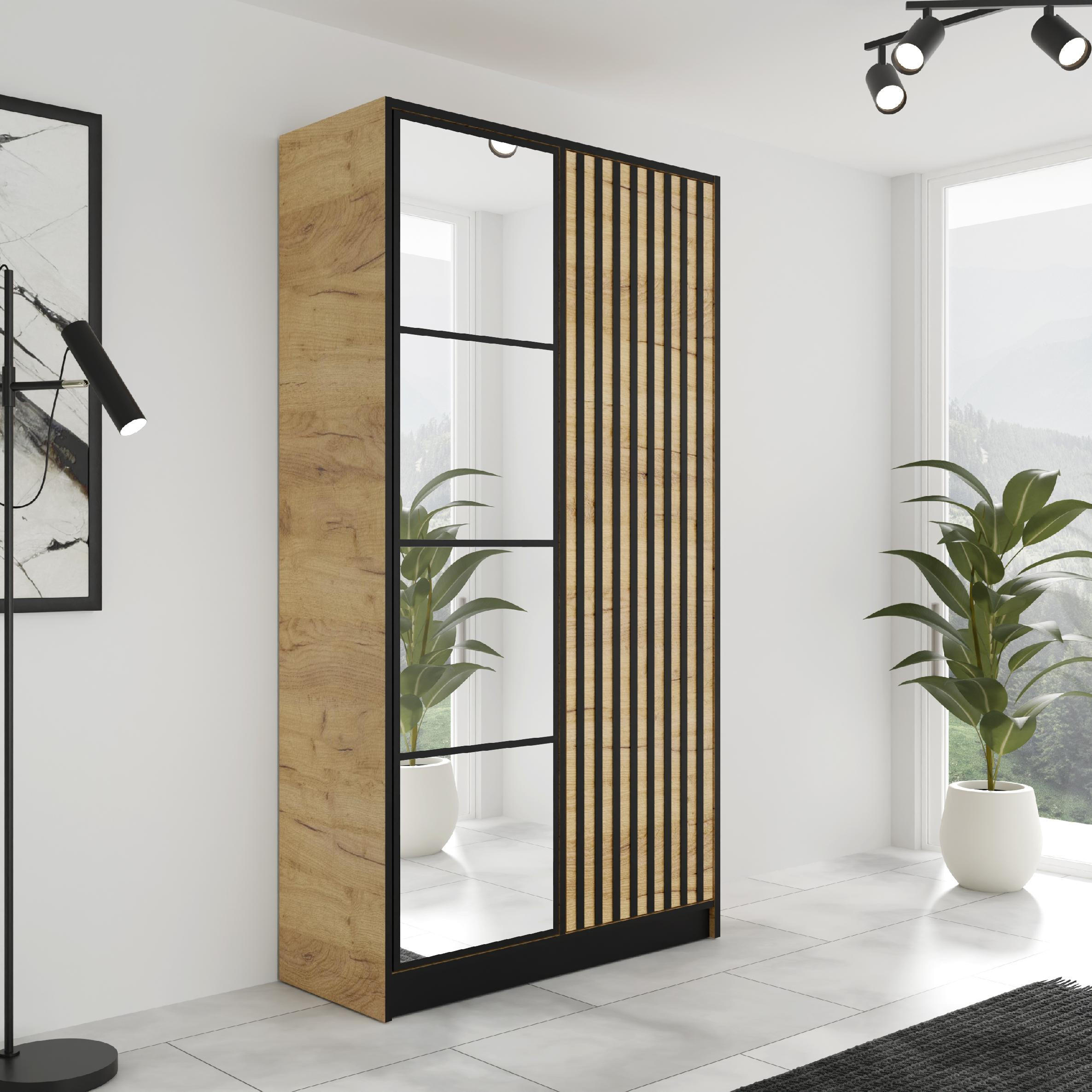 KLEIDERSCHRANK EDEN 2-Türen v3 - 105x205x39 cm - Eiche Craft Gold - Honigeiche, Holzwerkstoff (105/205/39cm) - Kier Furniture