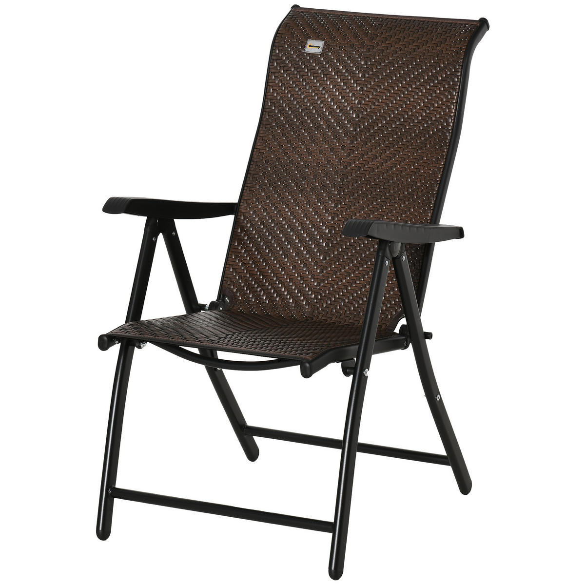 KLAPPBARER Polyrattan Gartenstuhl mit 7-fach verstellbarer Rückenlehne, wetterfester Balkon- und Campingstuhl bis 120 kg, Braun/Schwarz - Braun, Kunststoff (58/111/71cm)