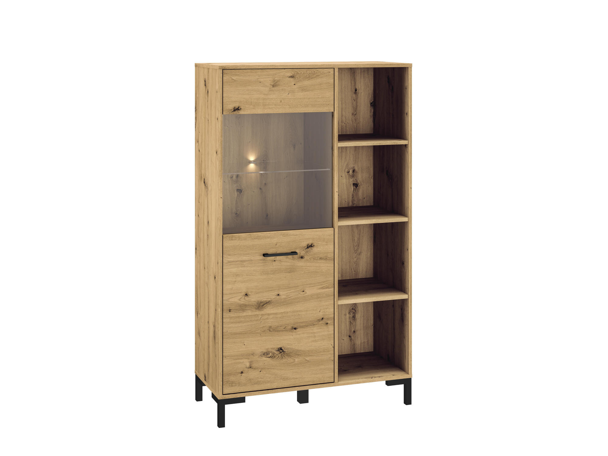 VITRINE NEVIO Beige 90x40x153 cm - Beige, Holzwerkstoff (90/153/40cm) - FURNLUX