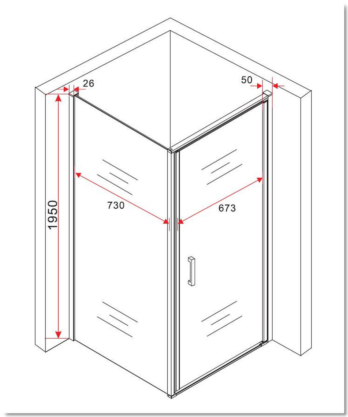 DUSCHKABINE CASSETTA Chromfarben 80 x 80 x 195 cm 8 mm ESG - Chromfarben, Glas (80/80/195cm) - Glasdeals