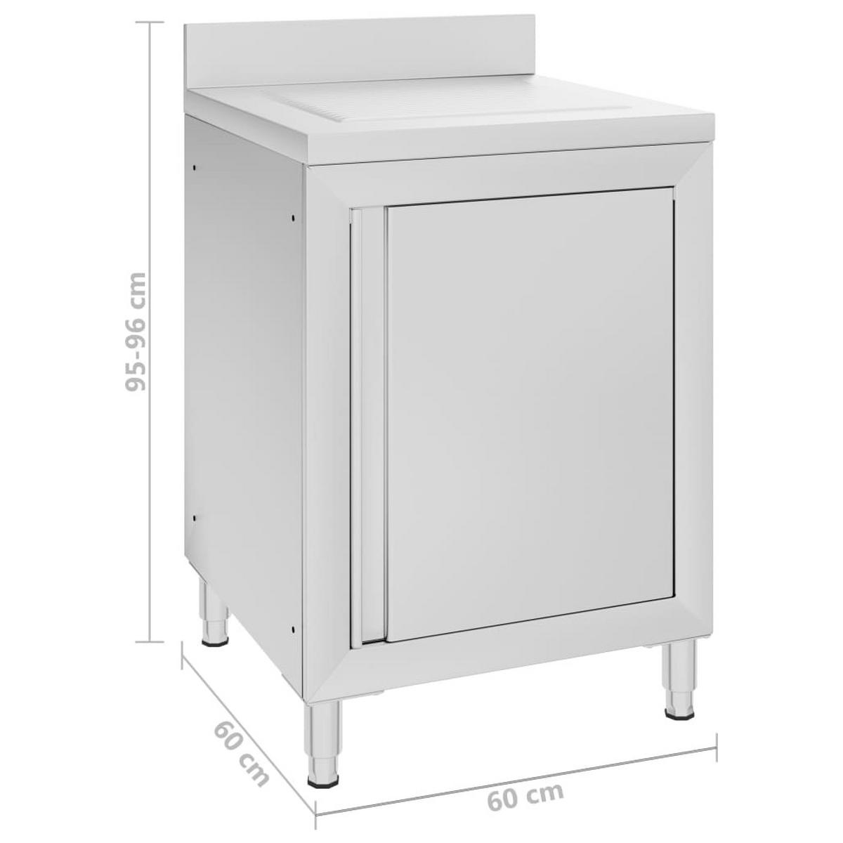 KÜCHENSCHRANK Gewerbe Mit Abtropffläche Edelstahl - Silberfarben, Metall (60/96/60cm) - vidaXL