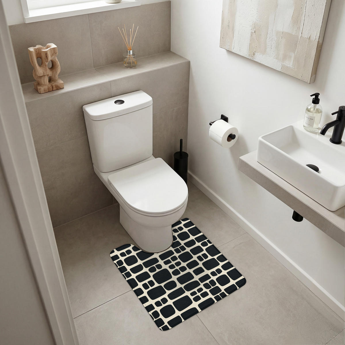 WC PŘEDLOŽKA Moderní - organické - černé 55x60 cm - antracitová, textil/plast (55/1cm) - OnlyWow