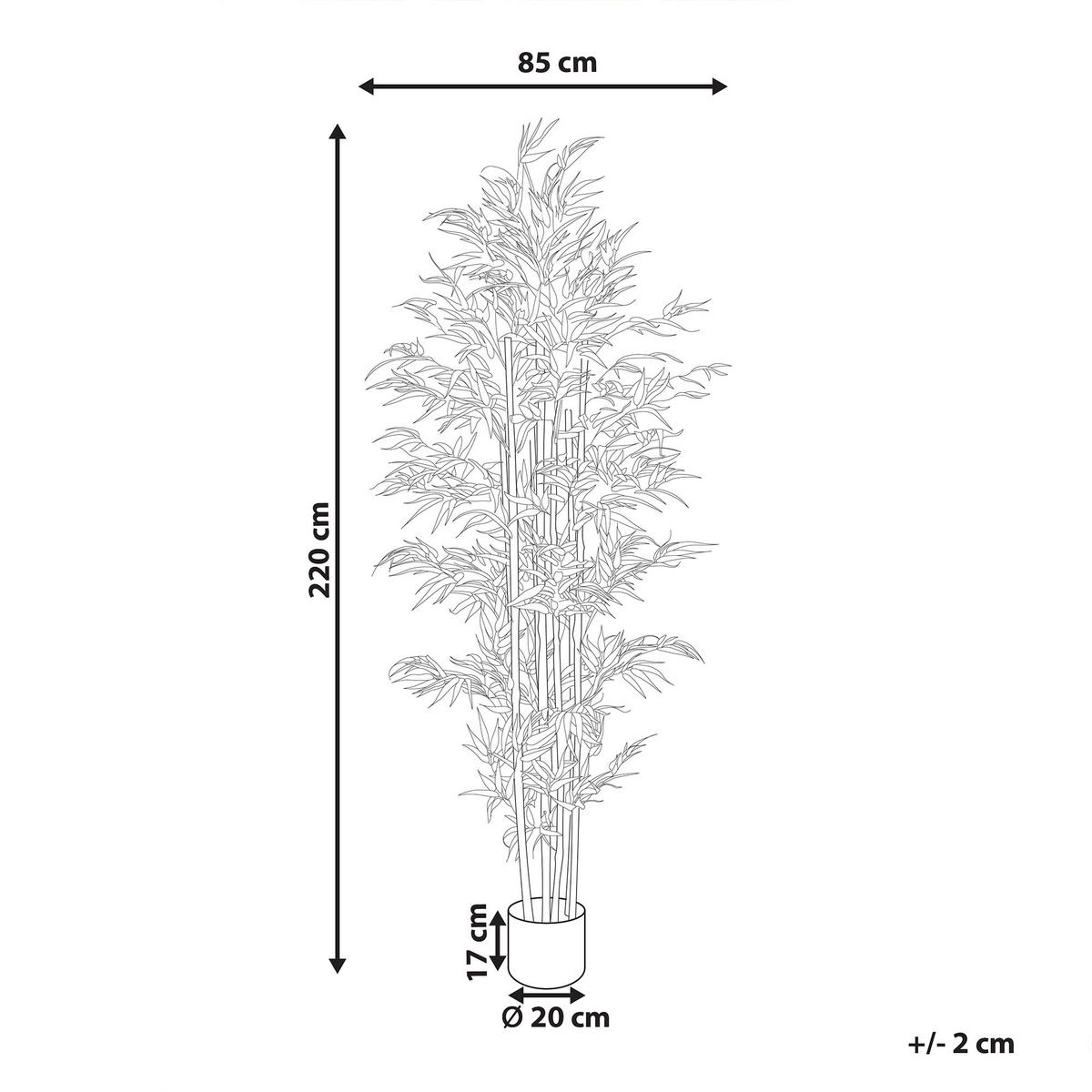 KUNSTPFLANZE im Blumentopf 220 cm Grün/Heller Holzfarbton Bamboo - Hellbraun/Grün, Kunststoff (220cm) - Beliani