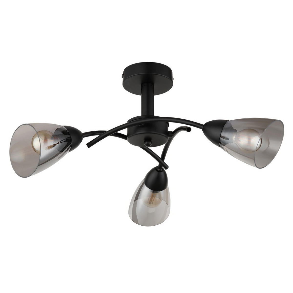 DECKENLEUCHTE PAULA Metall, Schwarz matt, 3x E14 - Schwarz, Glas (52/52/24cm) - Nowa