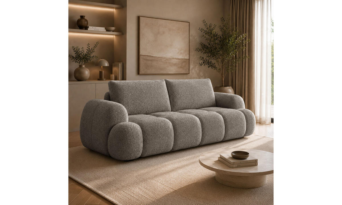SCHLAFSOFA CORAL 250/100/85 cm mit Bettkasten Stoff Coral 50 - Beige, Textil (250/85/100cm) - Lookway