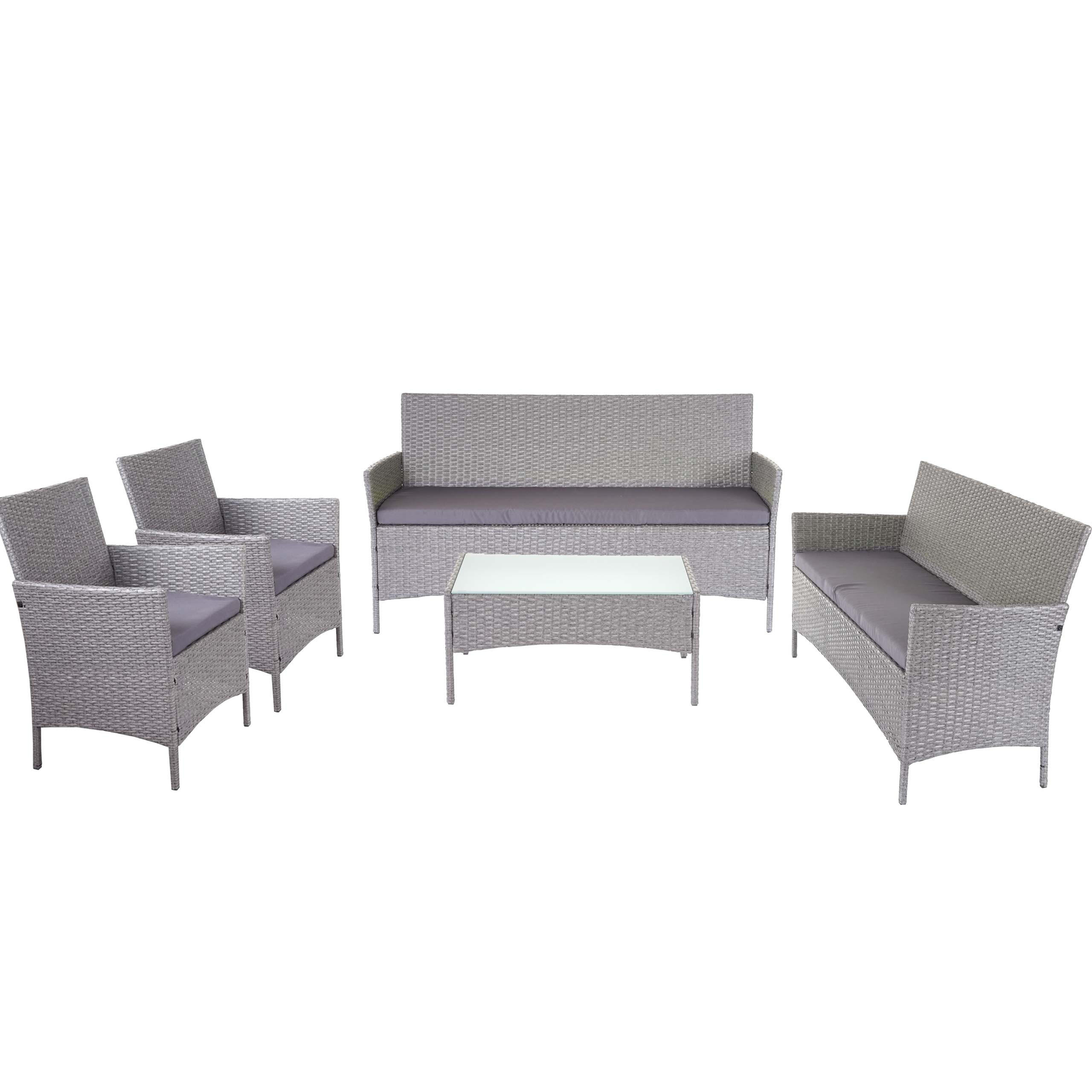 POLY-RATTAN GARNITUR Grau - Grau, Kunststoff - MCW