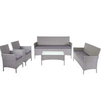 POLY-RATTAN GARNITUR Grau - Grau, Kunststoff - MCW