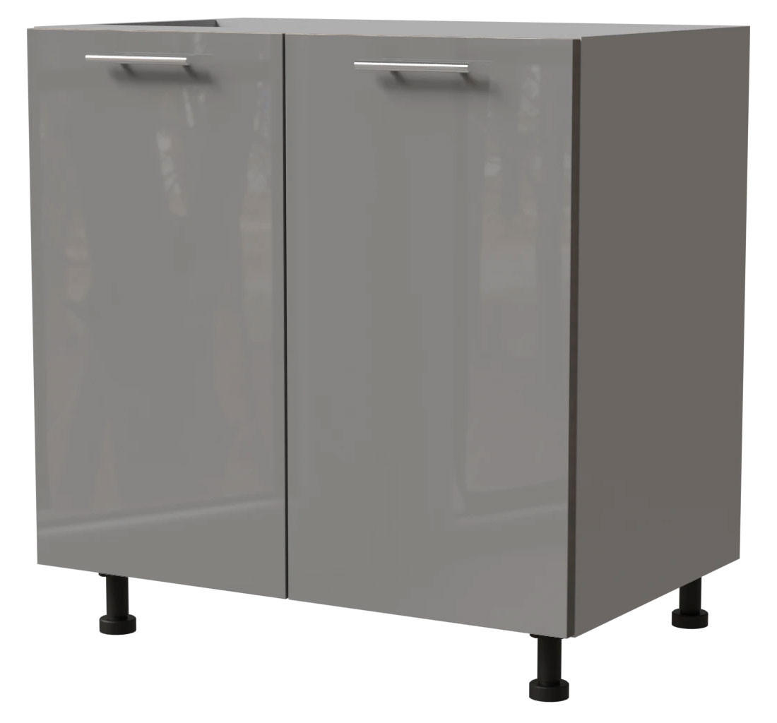 KÜCHENUNTERSCHRANK Essen D11/80 Grau Hochglanz / Grau Matt 80 / 50 / 82cm - Grau, Holz/Holzwerkstoff (80/82/50cm) - Feldmann-Wohnen