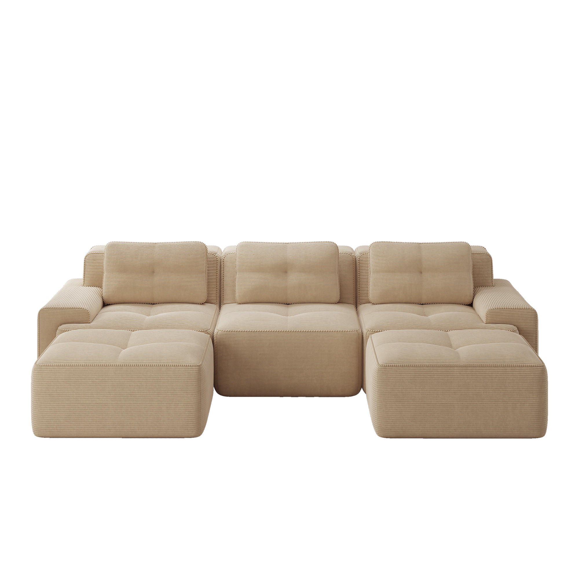 WOHNLANDSCHAFT Beige 293/177/69 cm 3-Sitzer Modular - Beige, Textil (293/69/177cm) - PANGIVO