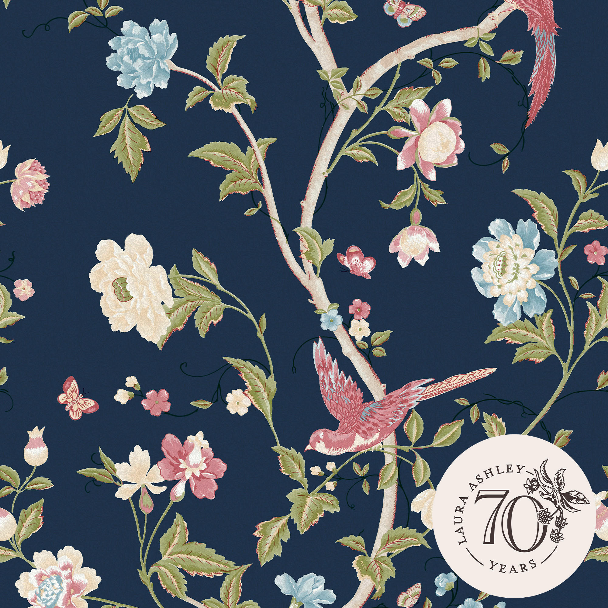 Laura Ashley Vliestapete Dunkelblau 52x1000 cm