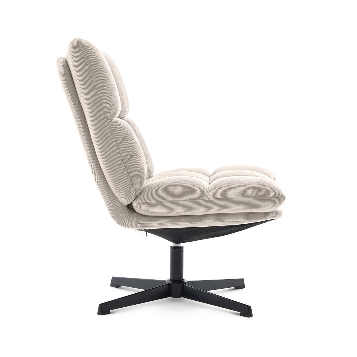 DREHSESSEL Tao aus moderner Cord beigem - Beige/Schwarz, Textil/Metall (66/92/79cm) - Sicaan