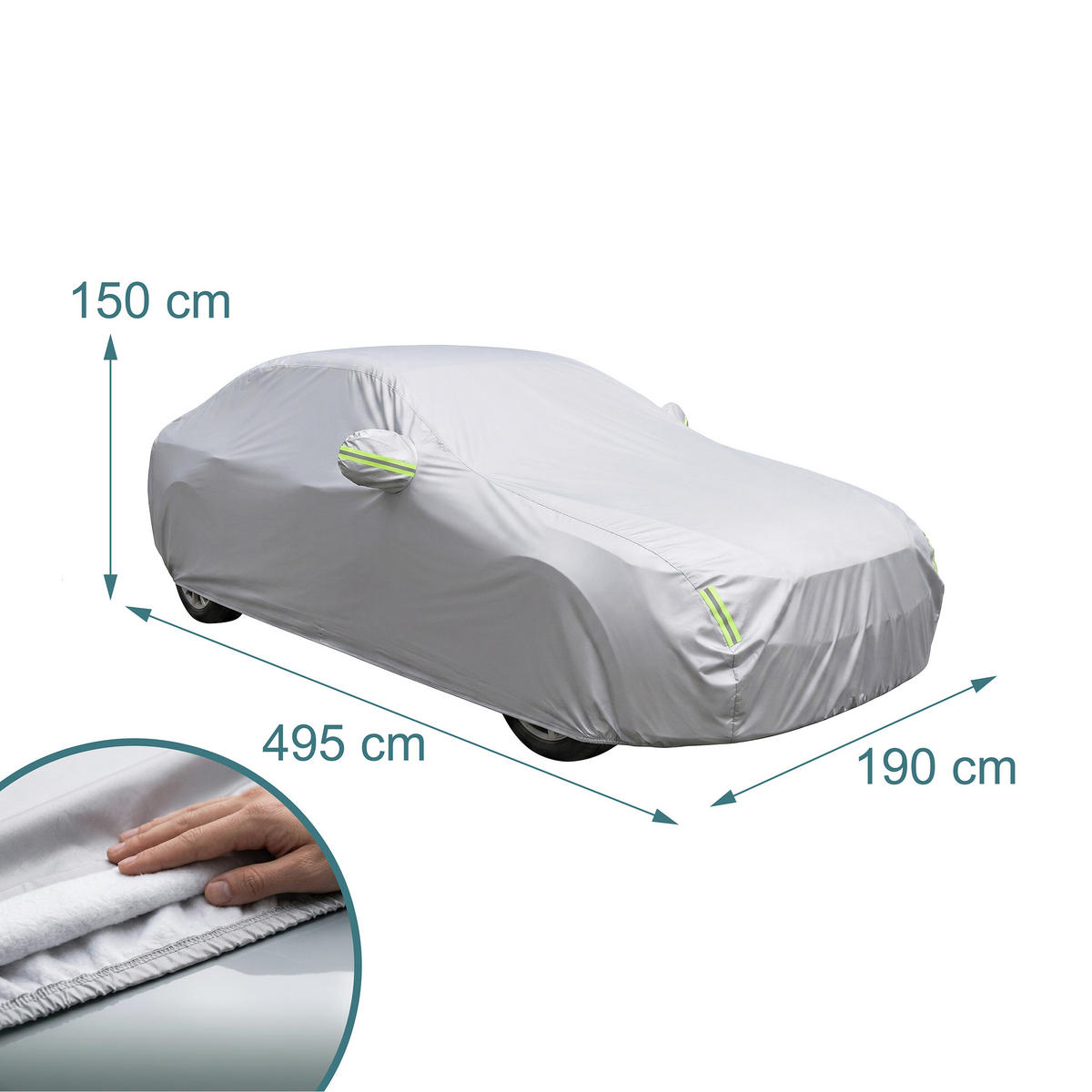 AUTOPLACHTA Strieborná Outdoor 450-495 cm sedan - strieborná, kov/textil (190/495/150cm) - Relaxdays