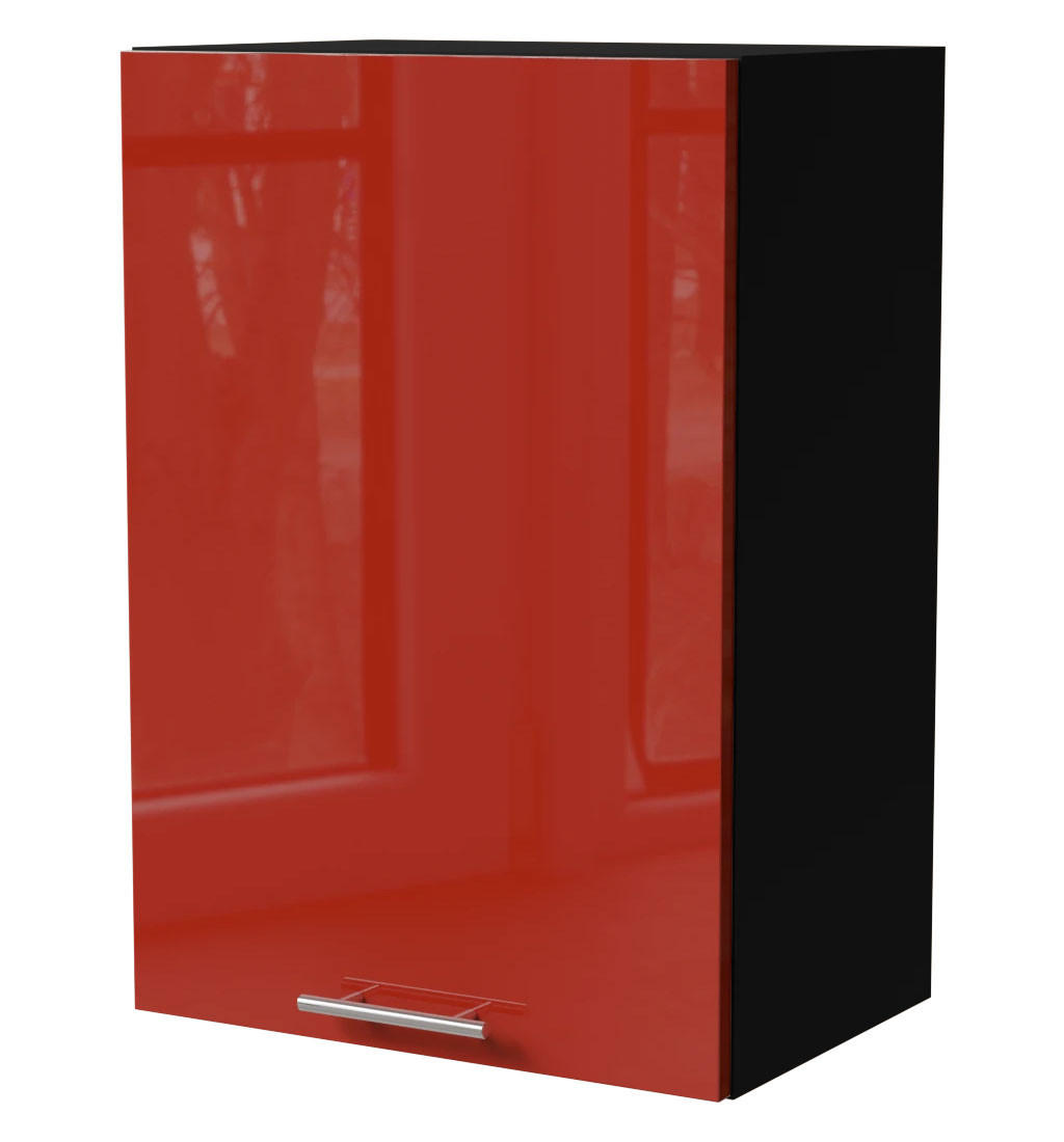 HÄNGESCHRANK Brerra W2/50 Schwarz / RAL 3002 karminrot Hochglanz 50 / 32,5 / 72cm - Rot/Schwarz, Holz/Holzwerkstoff (50/72/32.5cm) - Feldmann-Wohnen