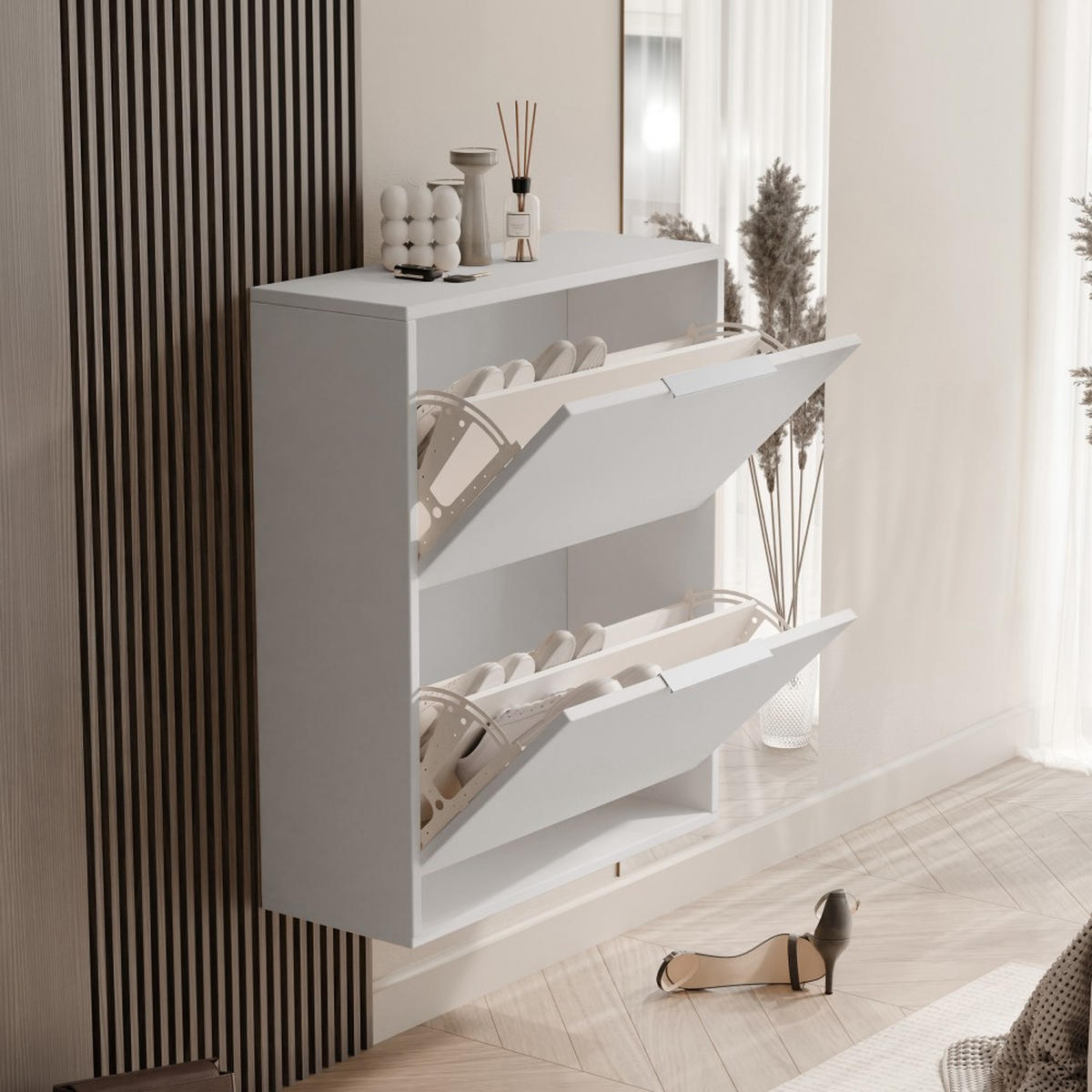 SCHUHSCHRANK Muno mit 2 Türen, eiche Wotan - Eiche Wotan, Holzwerkstoff (60/87.5/30cm) - Beautysofa