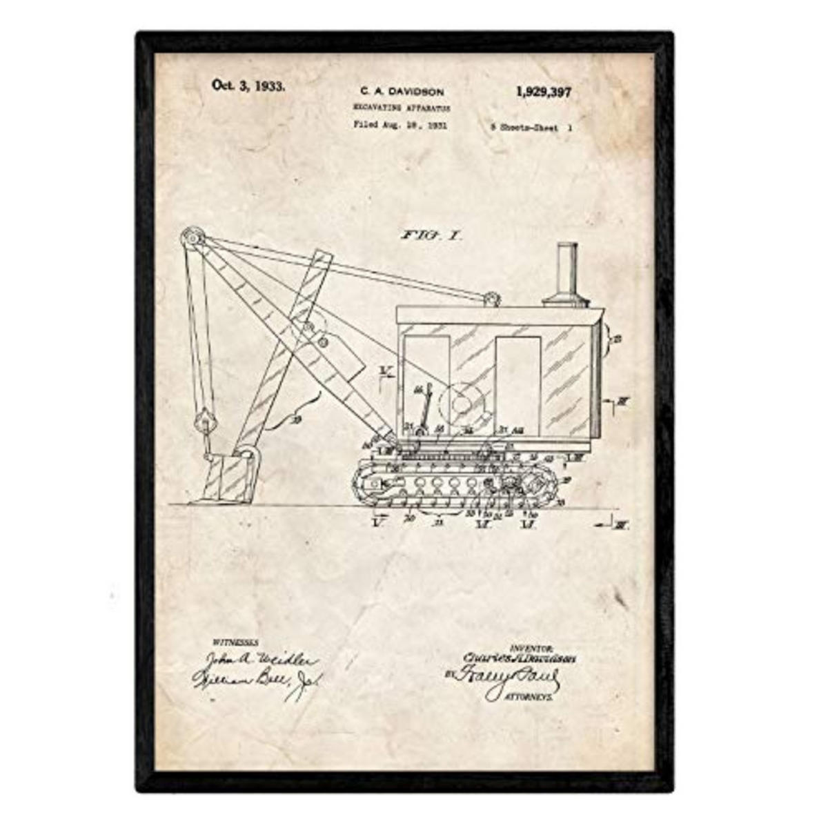 POSTER Bagger Lkw Patent A3 Rahmenlos - Klar, Papier (29.7/5/42cm) - Nacnic