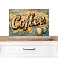 SPRITZSCHUTZ KÜCHE Kaffee - Vintage - Braun - Tasse 70x50 cm - Teakfarben, Metall (70/0.3/50cm) - MuchoWow
