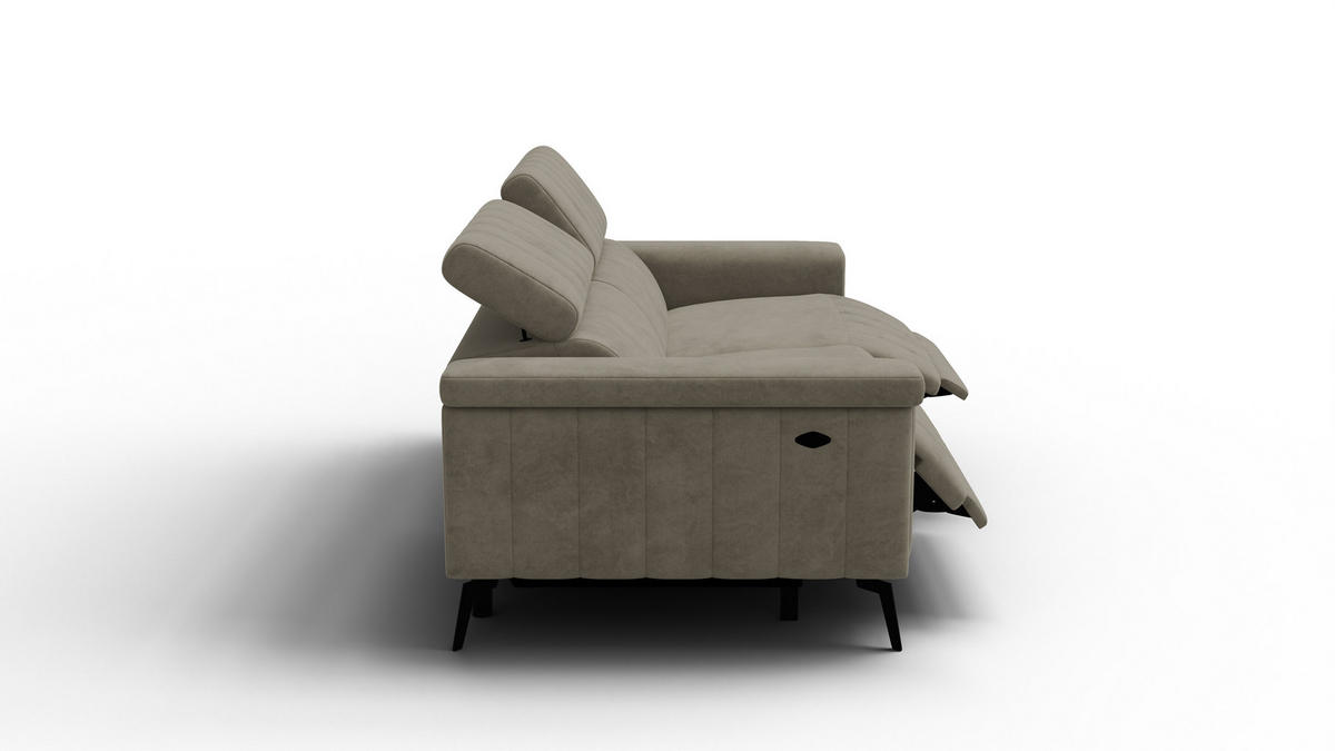 RELAXSOFA NORDEL 3-Sitzer, dunkles beige - Beige/Schwarz, Holz/Textil (194/80/105cm) - Courtois Laville
