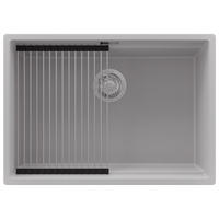 SPÜLBECKEN Praga Slim, 2-er set Grau 66/47 cm 1 Becken + Ablauf-Set + Aufrollbare Abtropffläche ab 70er Unterschrank - Chromfarben/Grau, Kunststoff (66/20/47cm) - Primagran