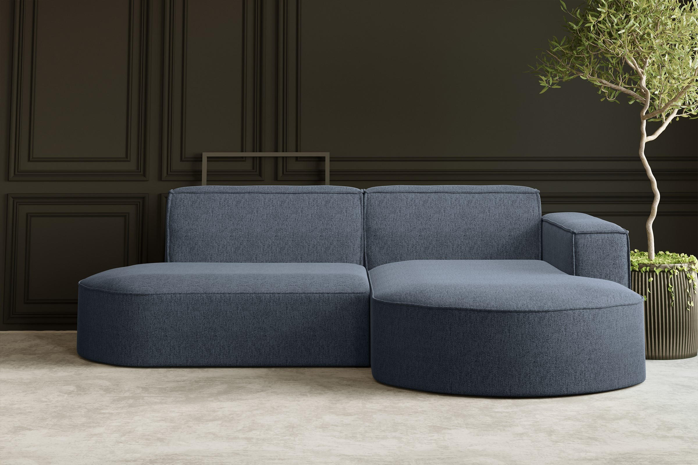 ECKSOFA MODENA L STUDIO Stoff Verita Marineblau Rechts - Dunkelblau, Holz (236/165cm) - Kaiser Möbel