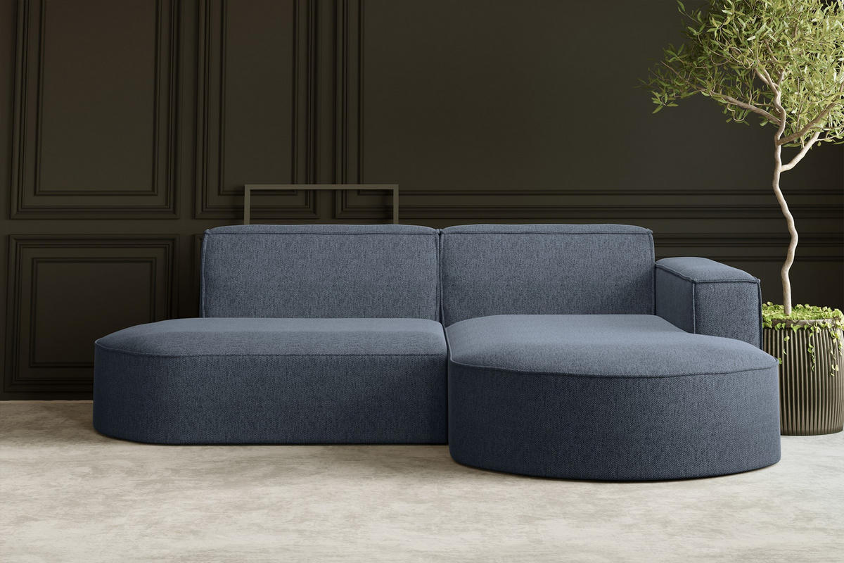 ECKSOFA MODENA L STUDIO Stoff Verita Marineblau Rechts - Dunkelblau, Holz (236/165cm) - Kaiser Möbel