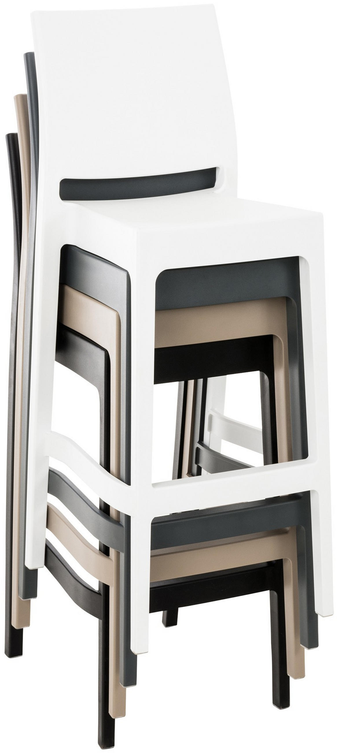 BARHOCKER 2er Set Kunststoff schwarz - Schwarz, Kunststoff (45/105/51cm) - CLP
