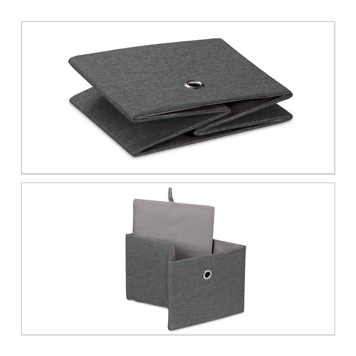 2XAUFBEWAHRUNGSBOX - Anthrazit, Papier/Textil (20.5/16/25cm) - Relaxdays