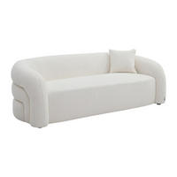 SOFA 3-Sitzer - Bouclé Stoff Weiß - LAPIOTA - Weiß, Textil (220/75/91cm) - Vente-Unique