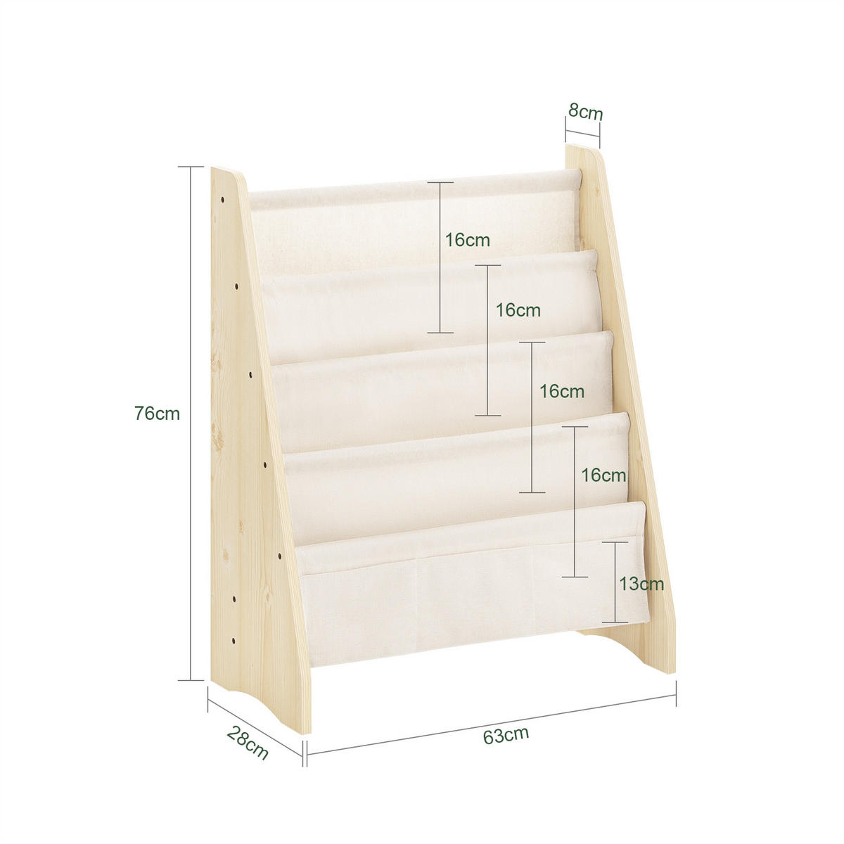 KINDERREGAL Natur - Naturfarben, Holz/Holzwerkstoff (63/76/28cm) - SoBuy