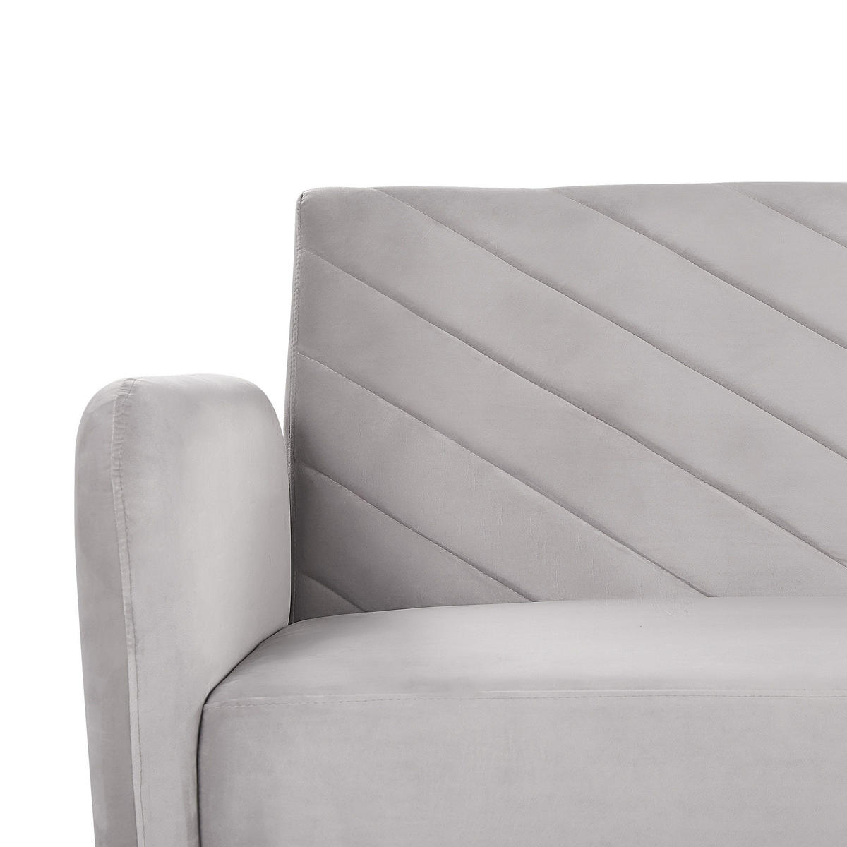 3-SITZER-SCHLAFSOFA Samtstoff Hellgrau Senja - Hellgrau, Textil (200/87/95cm) - Beliani