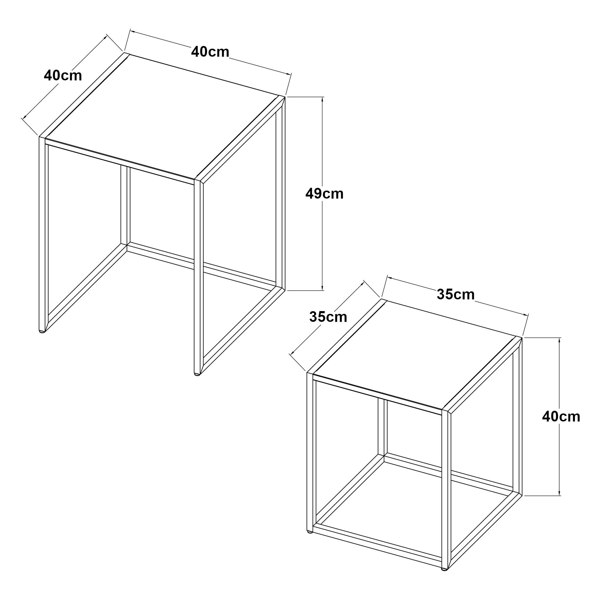 BEISTELLTISCH-SET 2 TLG. Vejen - Weiß, Metall (40/40/49cm) - [en.casa]