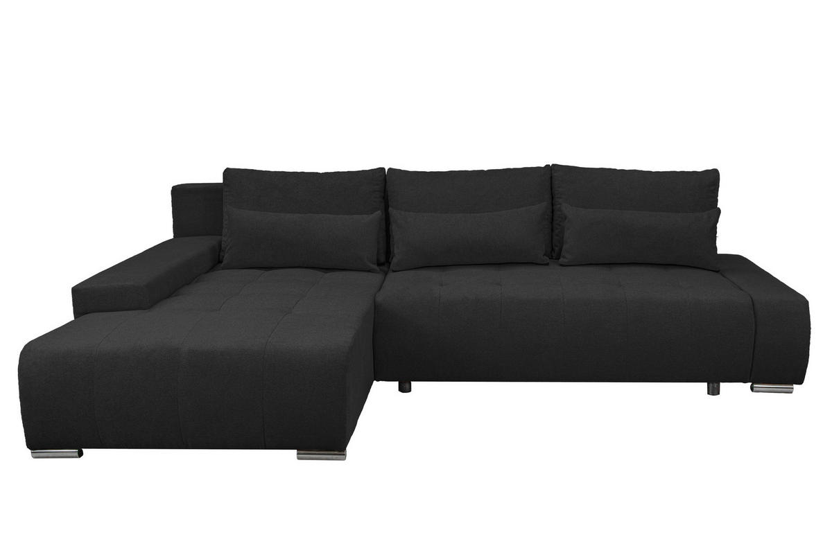 ECKSOFA Bloom mit Bettkasten und Schlaffunktion L-Form - Dunkelgrau, Textil (267/185cm)